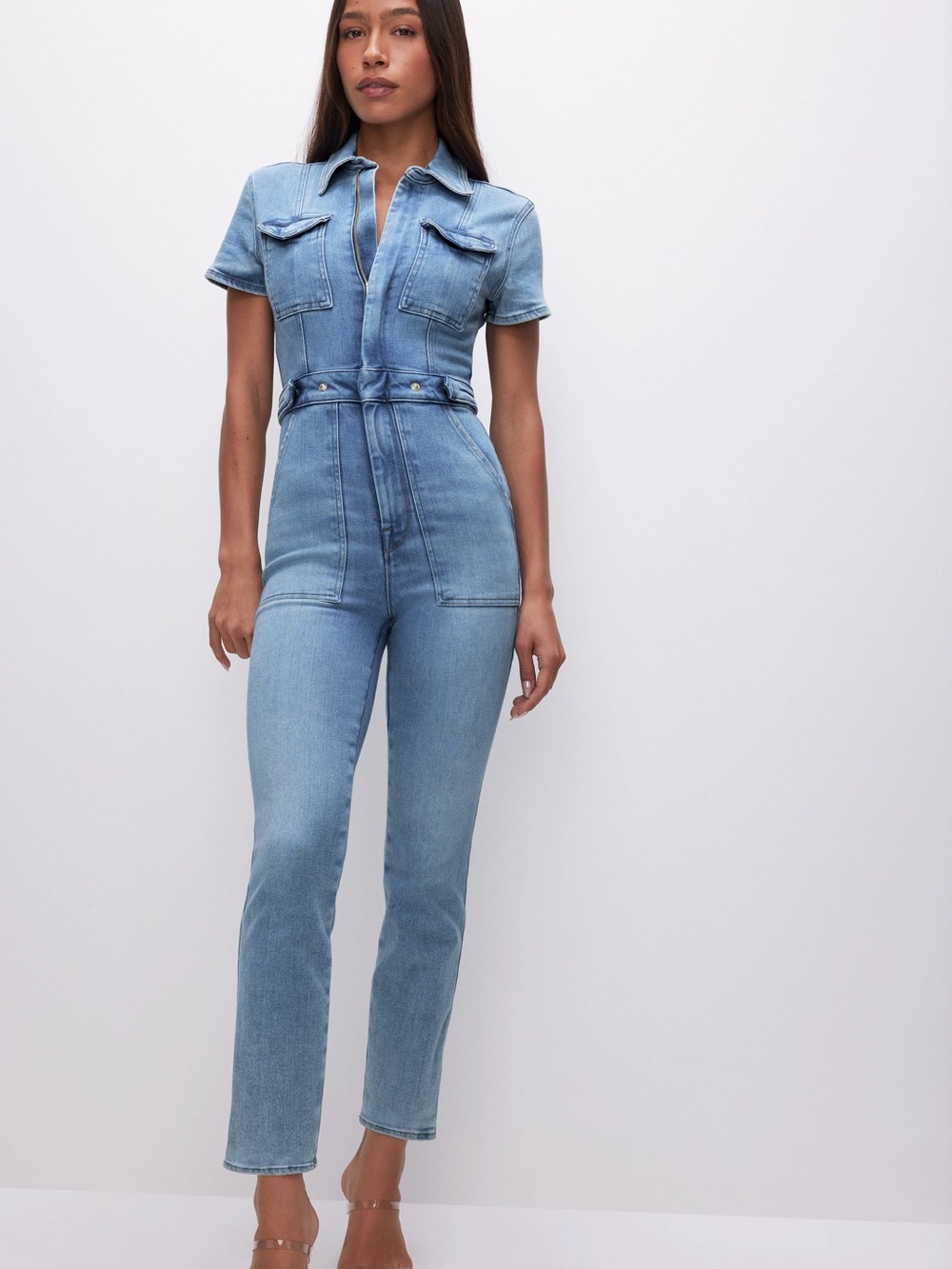 Good American Light Blue Denim Jumpsuit Overalls